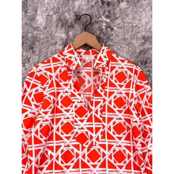 Jude Connally Dress Large Womens Jude Cloth Orange Geometric Collared - Picture 2 of 9